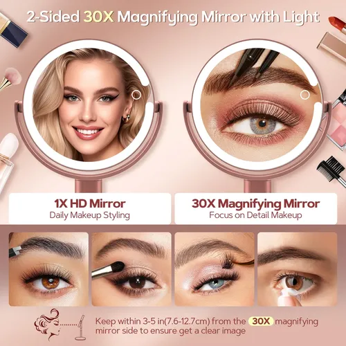 B Beauty Planet Espejo Maquillaje Iluminado Doble 30x Rosa