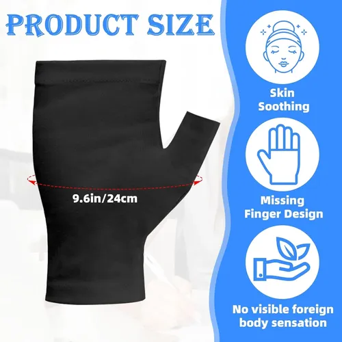 Guantes Algodón Negros Sin Dedos Hidratantes Para Piel Sec