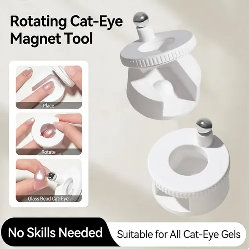 Imán De Ojo De Gato Giratorio 360° Blanco Para Uñas
