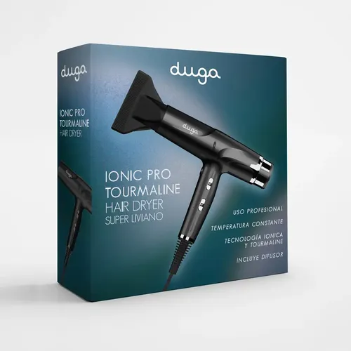 Secador de Pelo Profesional Duga D5 Iónico, 2200W, con Aire Frío y 3 Accesorios