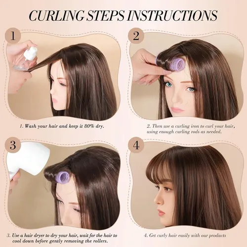 Rulos Sin Calor Para Cabello Corto Obeoby 25mm 24 Piezas