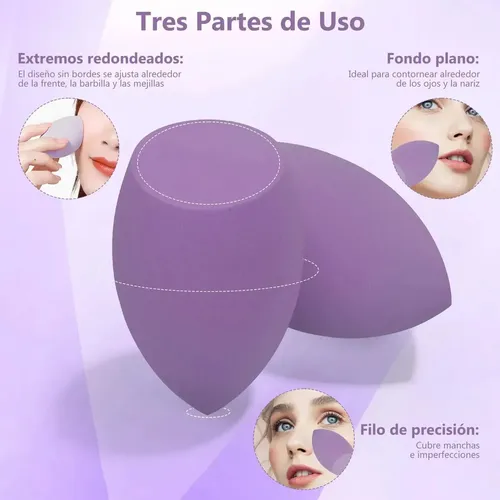 Z Esponjas Maquillaje 8pcs, Set Beauty Blender Con Estuche Púrpura