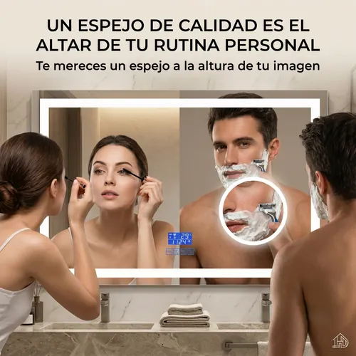 Espejo Luz Led Desempañador Display 60×80 Bluetooth Lupa