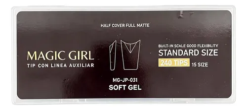 Tips Soft Gel Medio Cubrimiento Mate Cuadrado 240 Unidades