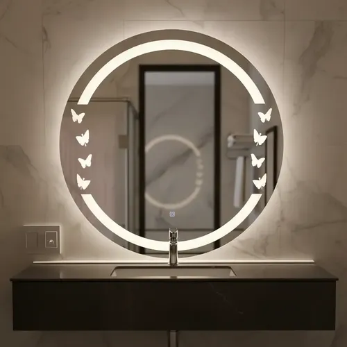 Espejo Circular Led 60cm Espejo Cálido Romántico Marco Diseño 13