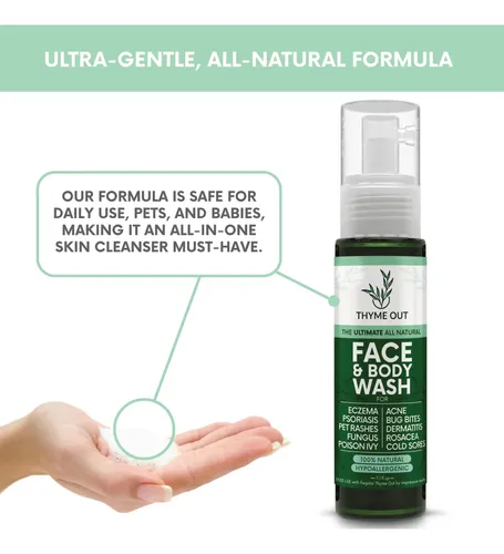 Gel De Baño Facial Y Corporal Thyme Out, Totalmente Natural,