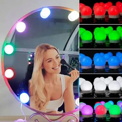 Kit 10 Focos Lamparas Led Rgb Espejo Maquillaje Hollywood