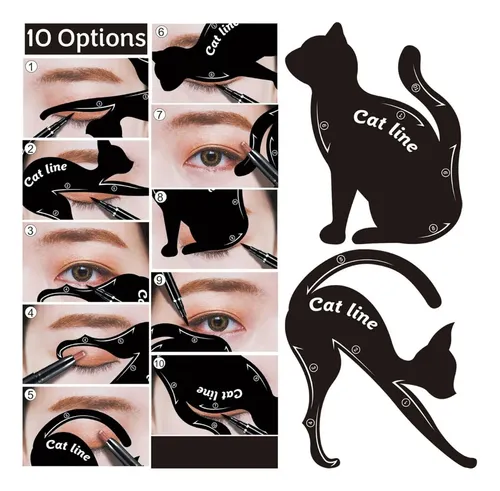 Stencil Plantilla Delineado De Ojos Forma Gato 2 Piezas