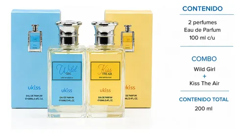 Kit X2 Perfume Mujer Ukiss Wild Gir Ukiss Kiss The Air 200ml
