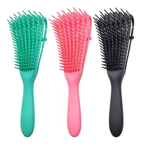 Peine Cepillo Pulpo Negro Desenredante Para Cabello Chino Y
