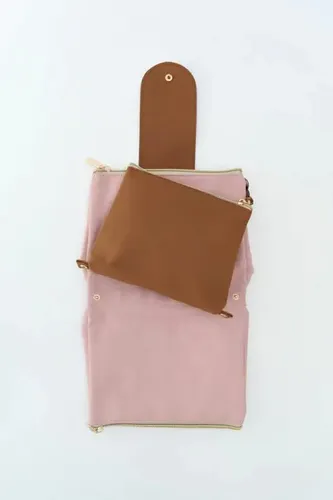 Cartuchera Triple FW Minimalista Beige 3 Compartimentos PVC 20x15x7.5 cm