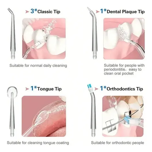 Irrigador Bucal Portátil Con 3 Modos De Limpieza Y Boquilla,