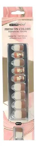 Press On Tips Autoadhesivo de Uñas Cherimoya con Dijes Brillantes – Pack x30