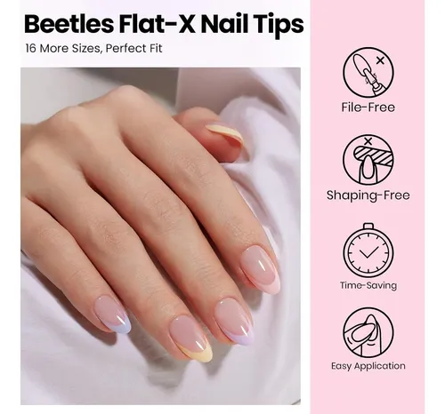 Kit De Uñas En Gel Beetles Flat-x Almond Short 320p Con