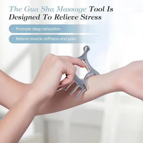 Peine Sha Gua, 5 Herramientas Para Masaje De Cabeza Y 1 Cuer Silvery