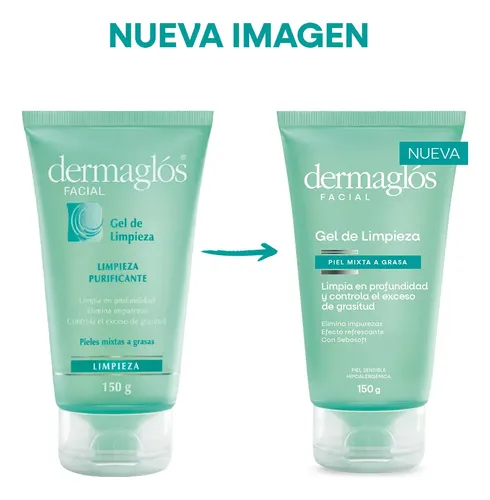 Dermaglós Facial Gel De Limpieza Purificante Pieles Mixtas A Grasas Controla Grasitud