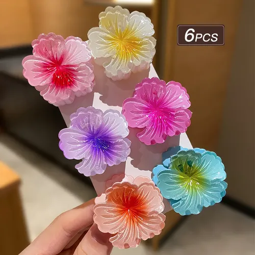 6 Piezas Pinzas De Flor Para Peinados Moda Para Niñas 6pcs