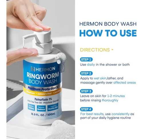 Gel De Baño Antimicótico Hermon Con 1% De Tolnaftato, 500 Ml