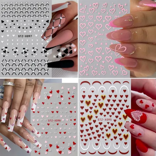 Pegatinas Para Uñas Bsbtbz, 8 Unidades, Con Forma De Corazón