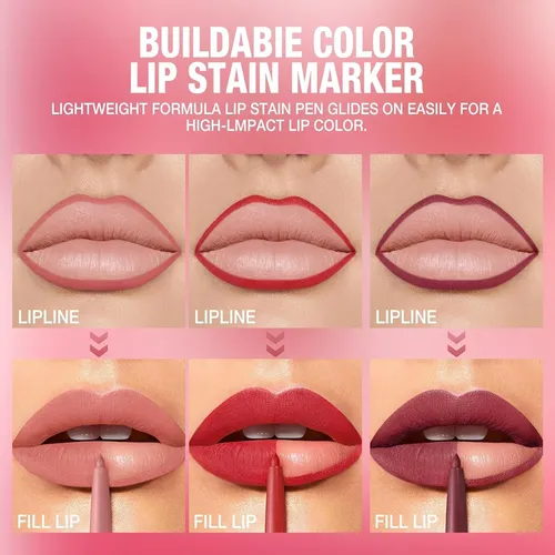 Set De Delineadores De Labios Mate 12 Colores Langmanni