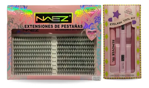 Set Pestañas Postizas Naez 20+30p Adhesivo Sellador Removedo
