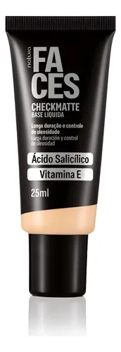 Base Líquida Faces Checkmatte Natura Ácido Salic Vit E Colores Tono 10n
