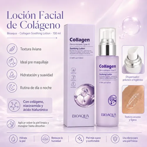 Loción Facial Colágeno Niacinamida Hialurónico Bioaqua 130ml