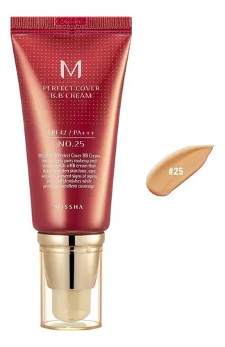 BB Cream Missha Perfect Cover con SPF 42 PA+++ Tono 25 Beige Cálido para Todo Tipo de Piel