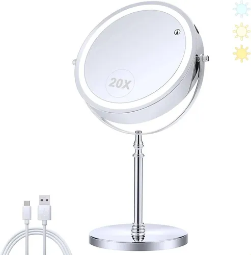 Espejo Maquillaje Iluminado Con Aumento 20x