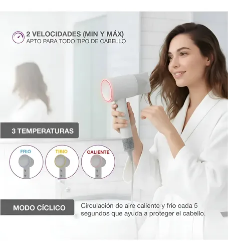 Secador De Pelo 1600w Peabody Spdc01b C/accesorios Blanco