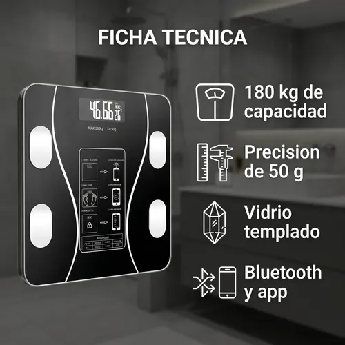 Balanza Inteligente Bluetooth App Celular Baño 180kg