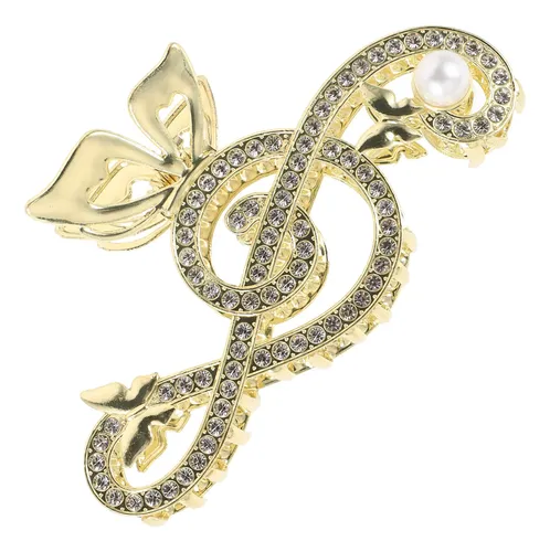 Accesorio Clip De Mandíbula Dorada Con Nota Musical