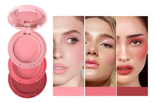 Paleta 3 En 1 Plegable Rubor Sombras Labial Crema
