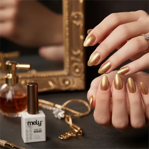 Esmalte Ojo De Gato Color Dorado Marca Mely Profesional