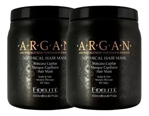 Pack Máscara Capilar Mythical Argan Fidelité x2 de 1000 mL Tratamiento Anti Frizz para Cabello Dañado