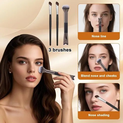 Juego De 3 Pinceles De Maquillaje Boxob Para Contorno Facial