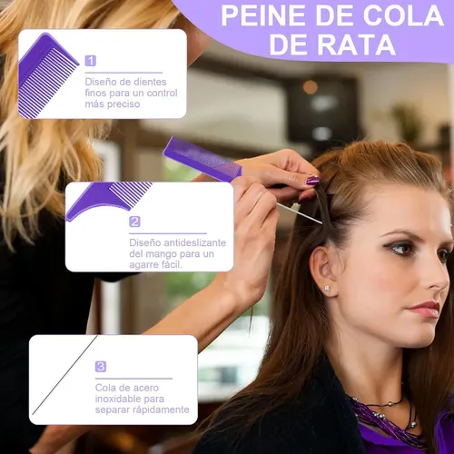Juego De 4 Peines Para Cabello Con Cepillo De Bordes
