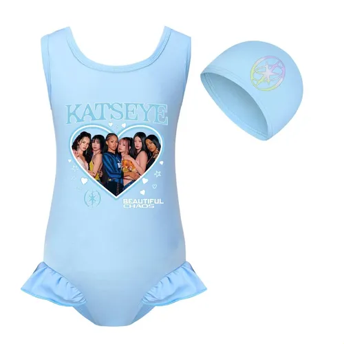 Conjunto De Traje De Baño Y Gorro De Natación Katseye De Una