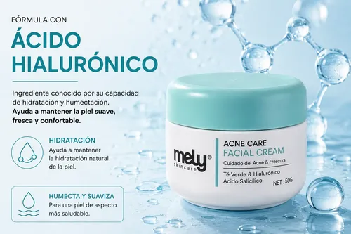 Crema Facial Mely Acido Salicilico Hialuronico Te Verde 50g