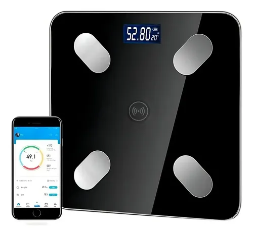 Balanza Digital De Baño Inteligente Bluetooth 180 Kg Negra