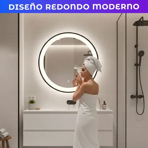 Espejo Pared Luz Led Tactil Luz Fría Cálida Neutra Con Usb