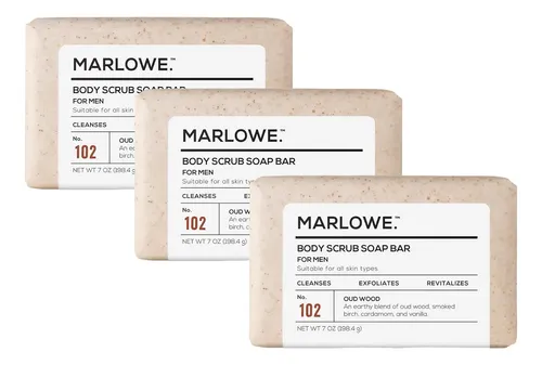 No. 102 Men’s Body Scrub Soap 7oz (3 Bars) Earthy Oud Woo…