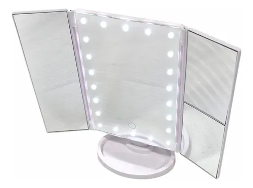 Espejo Tríptico Para Maquillaje Con Luz Led Y Aumento