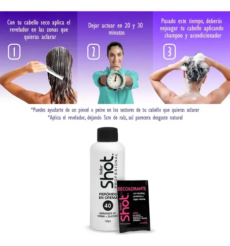 Zzhpolvo Decolorante 50g + Peroxido 135g 10/20/30/40 Kolor S