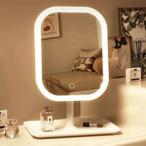 1pc Espejo De Maquillaje Con Luz Led Táctil De Escritorio
