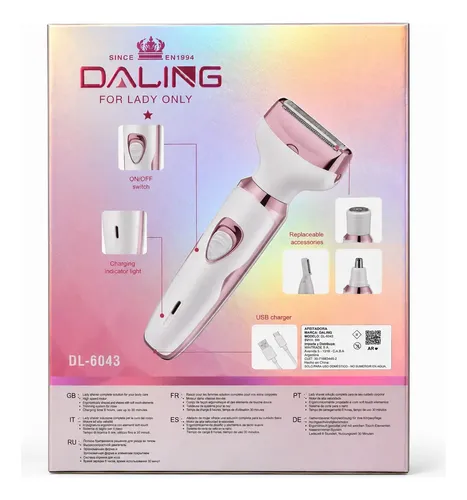 Depiladora Eléctrica Daling Dl-6043 4 En 1 Recargable
