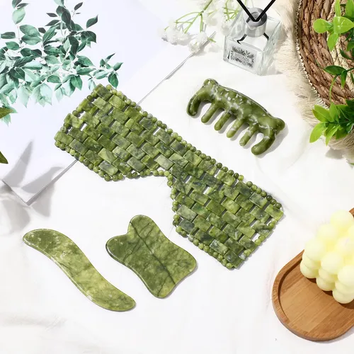 Set Gua Sha Facial Weysat 4 Unidades Masaje Jade