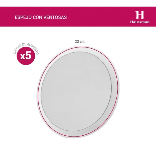 Espejo Para Maquillaje Ventosas Aumento X5 Acrilico 23cm