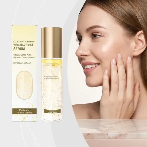 Sérum De Gelatina Hidratante Amarillo Para Rostro Con Texto
