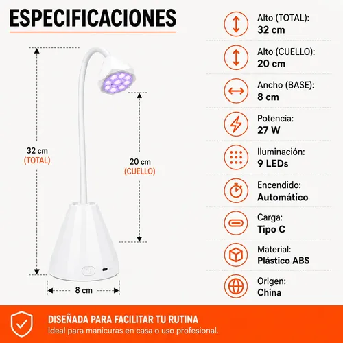 Velador Cabina Uv/led 27w Secador Uñas Esculpidas Gelificada